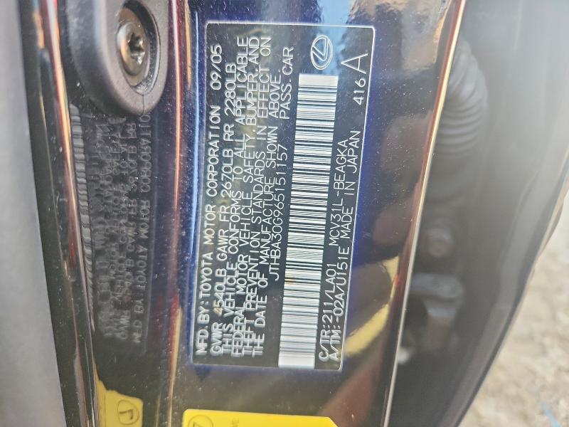 Aukcja sprzedaży 2006 Lexus Es, vin: JTHBA30G965151157, numer aukcji: 67062726
