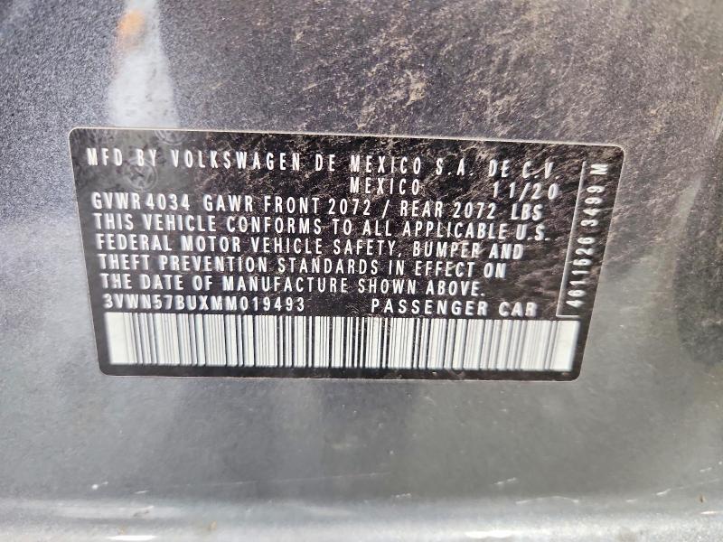 2021 Volkswagen Jetta მანქანა იყიდება აუქციონზე, vin: 3VWN57BUXMM019493, აუქციონის ნომერი: 64511996