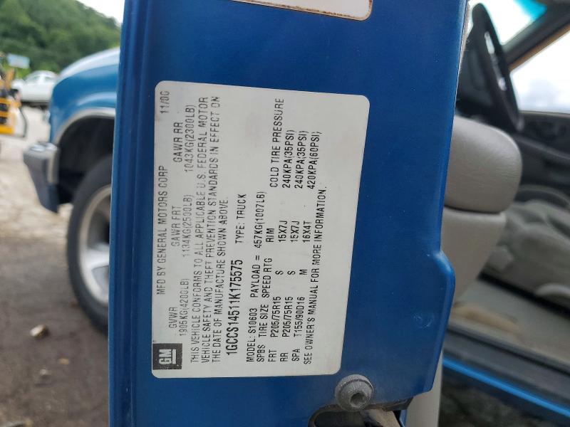 63677516 :رقم المزاد ، 1GCCS14511K175575 vin ، 2001 Chevrolet S Truck مزاد بيع