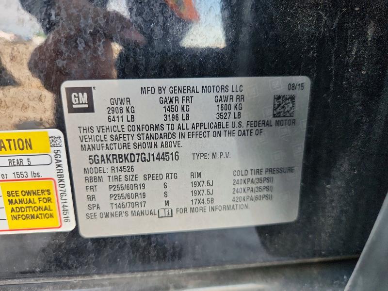 2016 Buick Enclave მანქანა იყიდება აუქციონზე, vin: 5GAKRBKD7GJ144516, აუქციონის ნომერი: 64961326