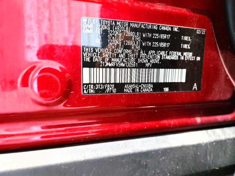 2022 Toyota Rav4 მანქანა იყიდება აუქციონზე, vin: 2T3MWRFV5NW130561, აუქციონის ნომერი: 65329416