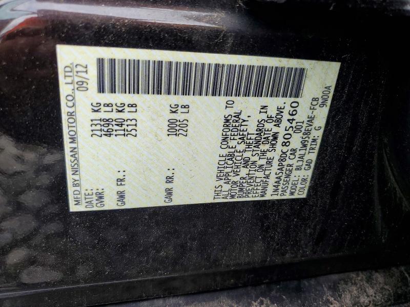 Продаж на аукціоні авто 2013 Nissan Maxima, vin: 1N4AA5AP8DC805460, номер лоту: 65512576