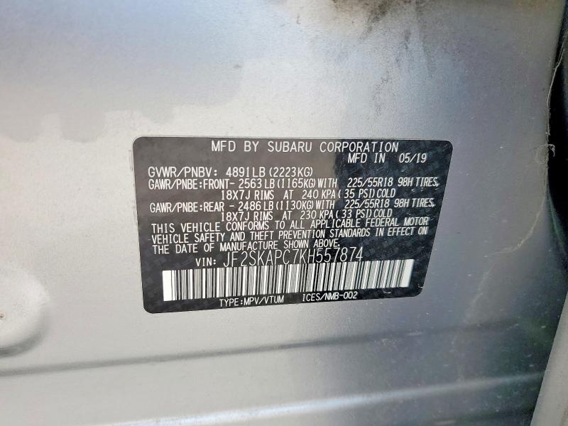 Aukcja sprzedaży 2019 Subaru Forester, vin: JF2SKAPC7KH557874, numer aukcji: 64064216