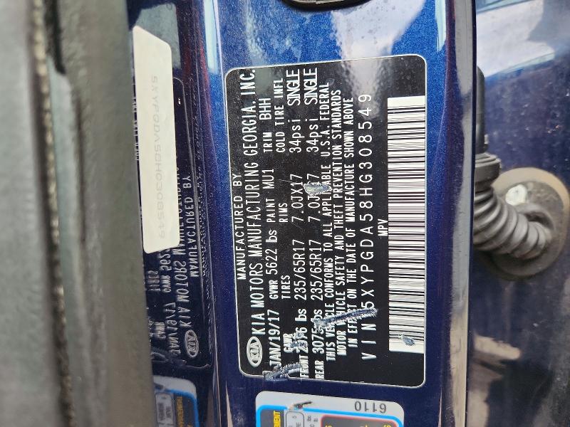 Aukcja sprzedaży 2017 Kia Sorento, vin: 5XYPGDA58HG308549, numer aukcji: 65696036