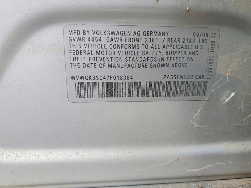 Aukcja sprzedaży 2007 Volkswagen Passat, vin: WVWGK93C47P018084, numer aukcji: 63875326
