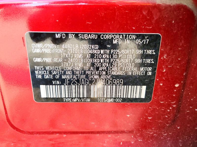 66103716 :رقم المزاد ، JF2SJAGC2JH406989 vin ، 2018 Subaru Forester مزاد بيع