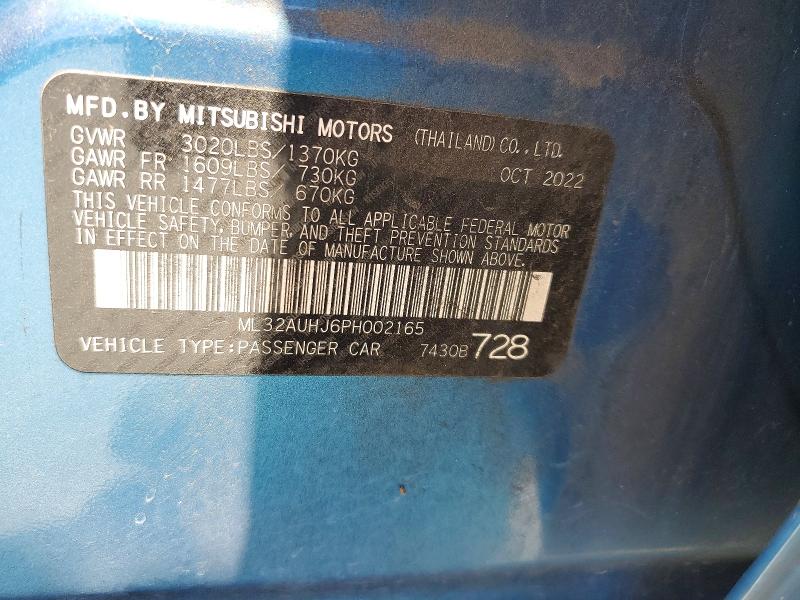 2023 Mitsubishi Mirage მანქანა იყიდება აუქციონზე, vin: ML32AUHJ6PH002165, აუქციონის ნომერი: 65156766