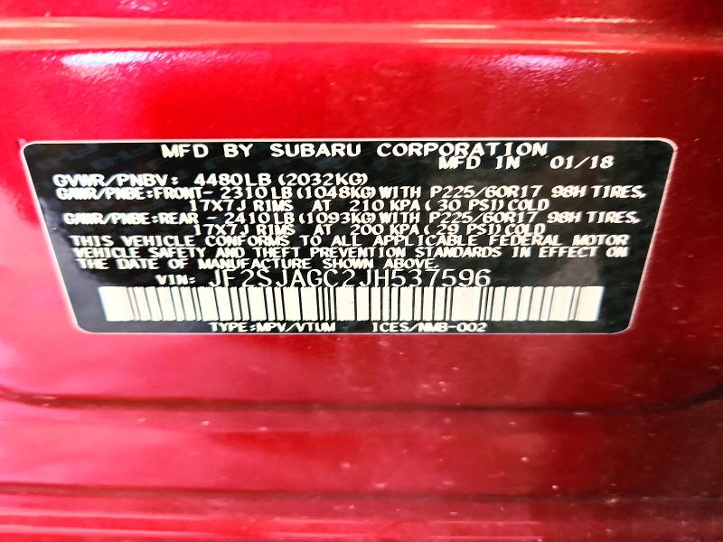 Продажа на аукционе авто 2018 Subaru Forester, vin: JF2SJAGC2JH537596, номер лота: 64339166