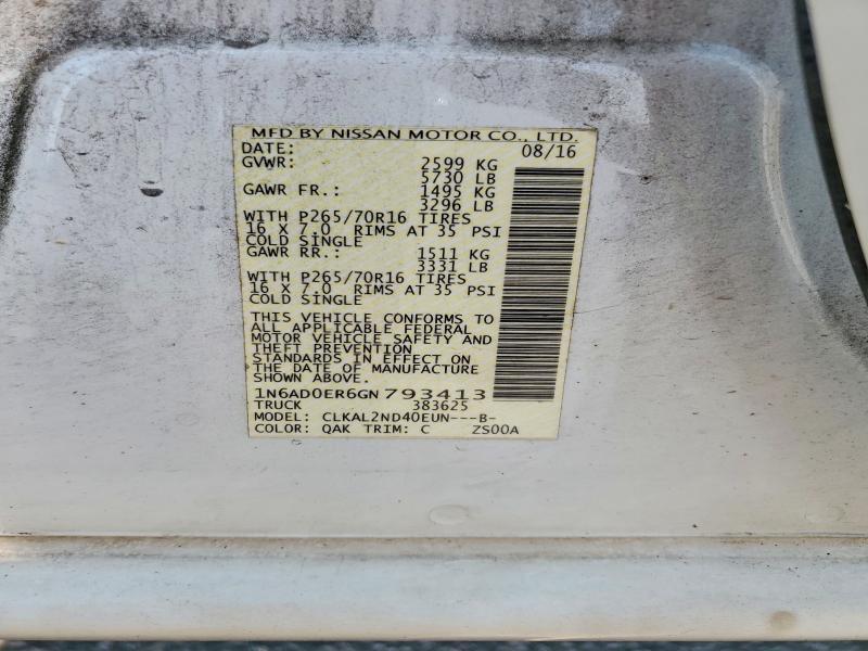 64565946 :رقم المزاد ، 1N6AD0ER6GN793413 vin ، 2016 Nissan Frontier مزاد بيع