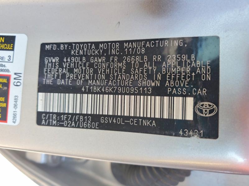 Aukcja sprzedaży 2009 Toyota Camry, vin: 4T1BK46K79U095113, numer aukcji: 63742746