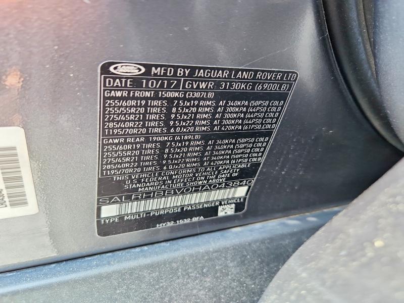 Aukcja sprzedaży 2017 Land Rover Discovery, vin: SALRHBBV0HA043840, numer aukcji: 63509256