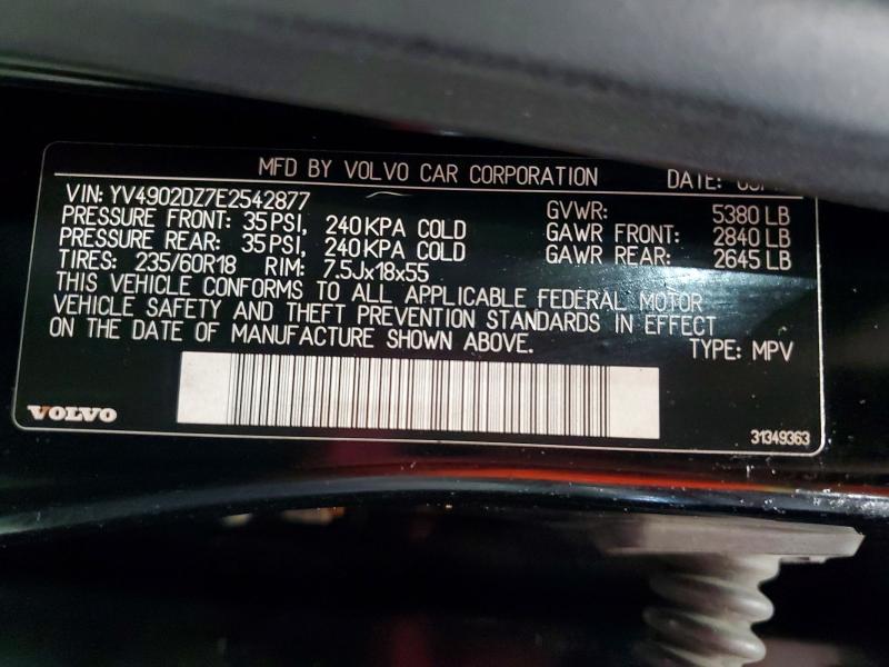 67301476 :رقم المزاد ، YV4902DZ7E2542877 vin ، 2014 Volvo Xc60 مزاد بيع