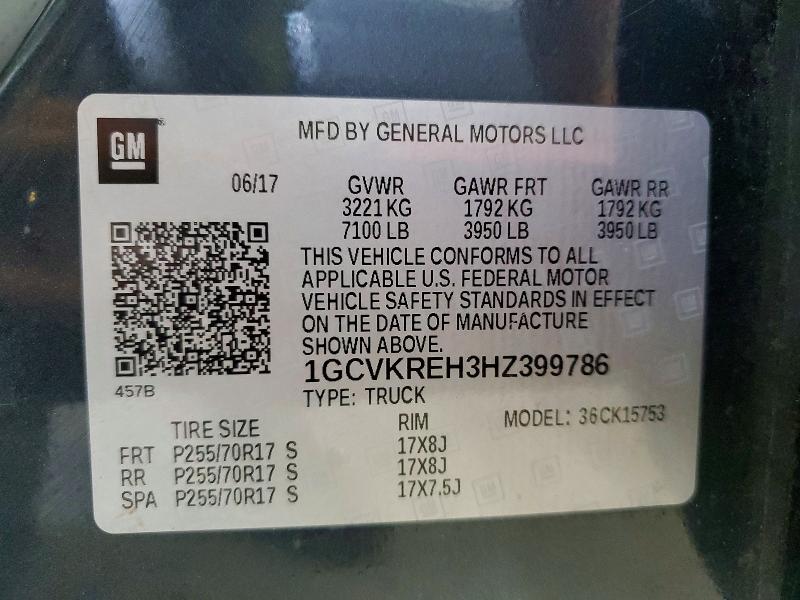 2017 Chevrolet Silverado მანქანა იყიდება აუქციონზე, vin: 1GCVKREH3HZ399786, აუქციონის ნომერი: 63891316