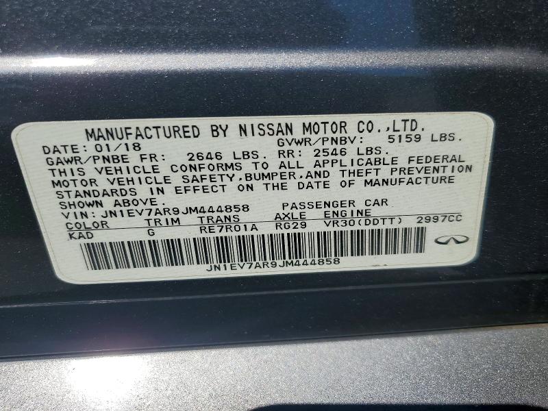 Продаж на аукціоні авто 2018 Infiniti Q50, vin: JN1EV7AR9JM444858, номер лоту: 65718426