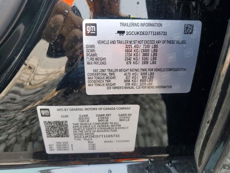 Aukcja sprzedaży 2026 Chevrolet Silverado, vin: 2GCUKDED7T1165731, numer aukcji: 61780786