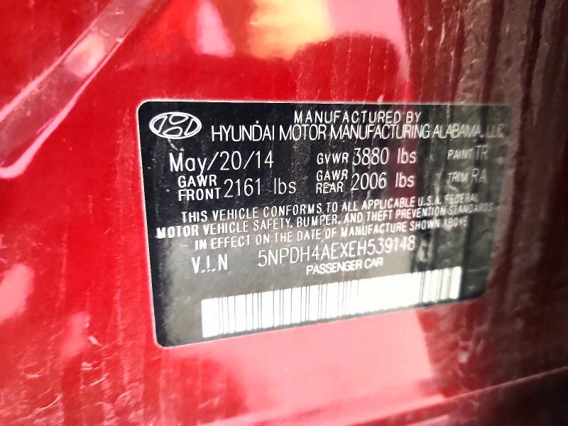 Продажа на аукционе авто 2014 Hyundai Elantra, vin: 5NPDH4AEXEH539148, номер лота: 66223946
