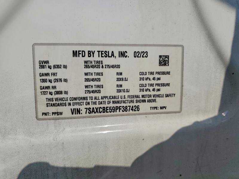 Продаж на аукціоні авто 2023 Tesla Model X, vin: 7SAXCBE59PF387426, номер лоту: 66031446