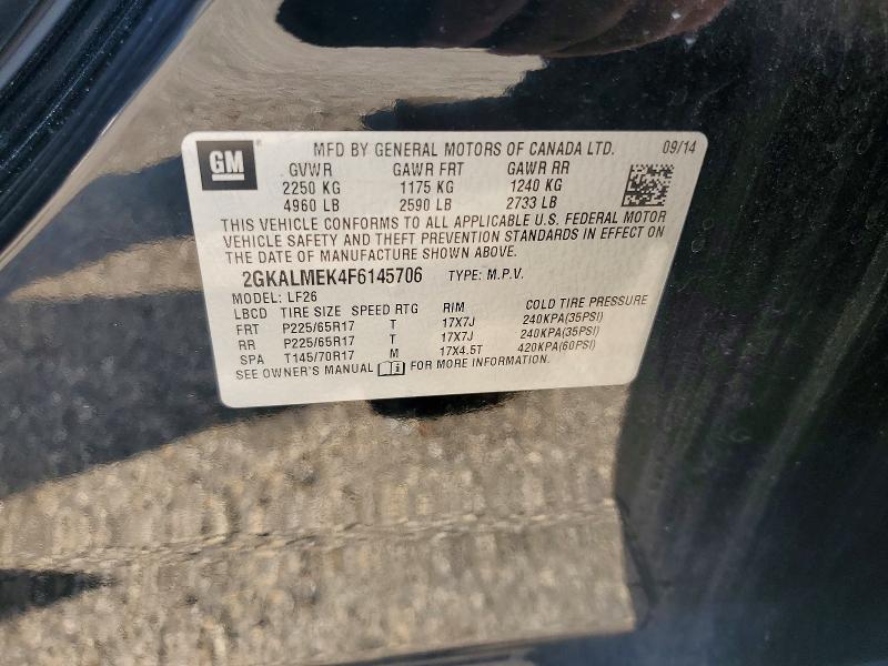 2015 Gmc Terrain მანქანა იყიდება აუქციონზე, vin: 2GKALMEK4F6145706, აუქციონის ნომერი: 64803016