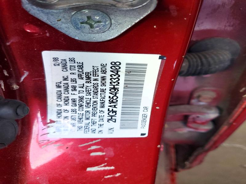 Aukcja sprzedaży 2009 Honda Civic, vin: 2HGFA16549H333408, numer aukcji: 64120636