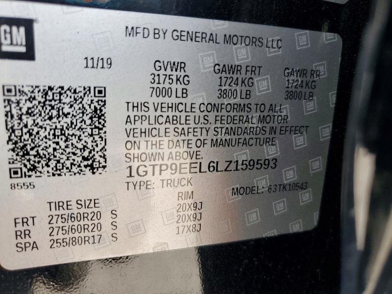 Продаж на аукціоні авто 2020 Gmc Sierra, vin: 1GTP9EEL6LZ159593, номер лоту: 65278726
