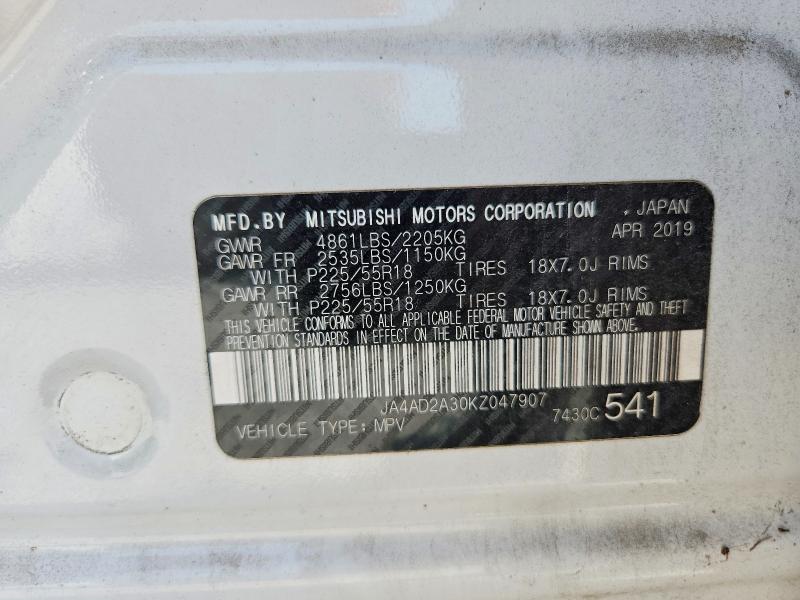 Продажа на аукционе авто 2019 Mitsubishi Outlander, vin: JA4AD2A30KZ047907, номер лота: 64691076