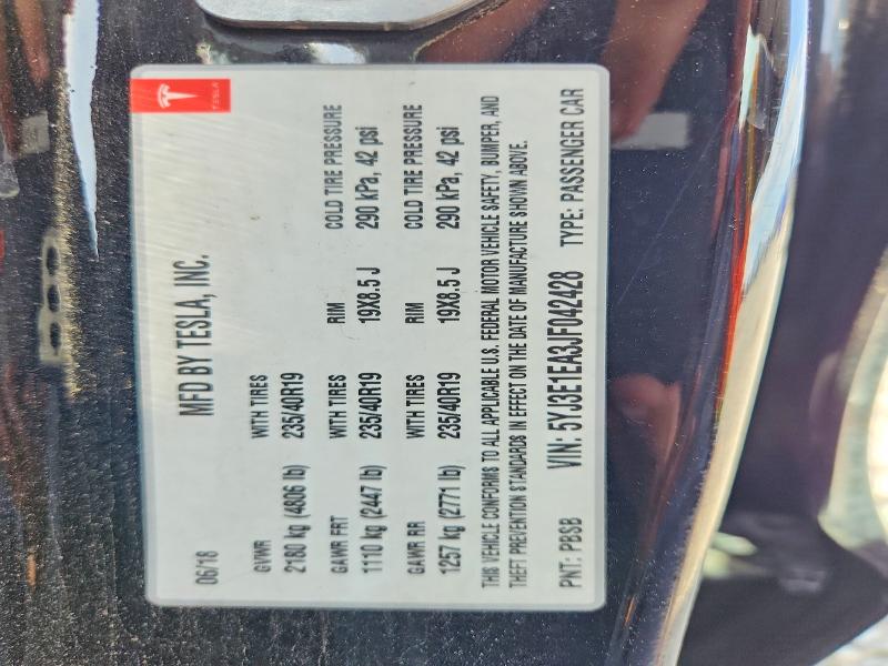 2018 Tesla Model 3 მანქანა იყიდება აუქციონზე, vin: 5YJ3E1EA3JF042428, აუქციონის ნომერი: 65217216