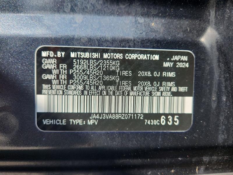 Продаж на аукціоні авто 2024 Mitsubishi Outlander, vin: JA4J3VA88RZ071172, номер лоту: 66839736
