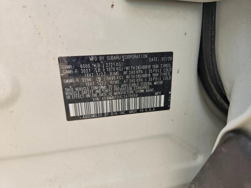 Aukcja sprzedaży 2020 Subaru Ascent, vin: 4S4WMAFDXL3479668, numer aukcji: 65110906