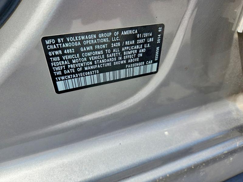 66334516 :رقم المزاد ، 1VWCN7A31EC063773 vin ، 2014 Volkswagen Passat مزاد بيع