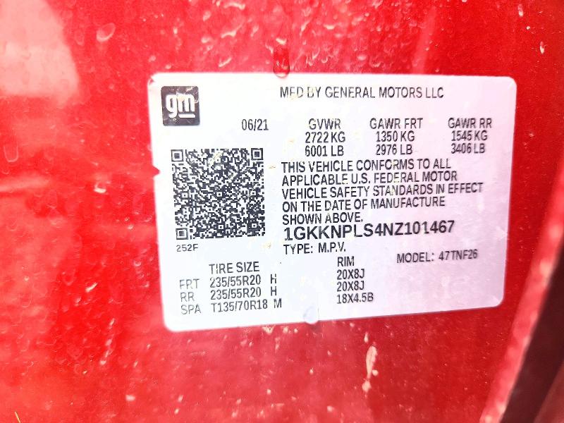 Aukcja sprzedaży 2022 Gmc Acadia, vin: 1GKKNPLS4NZ101467, numer aukcji: 65017636