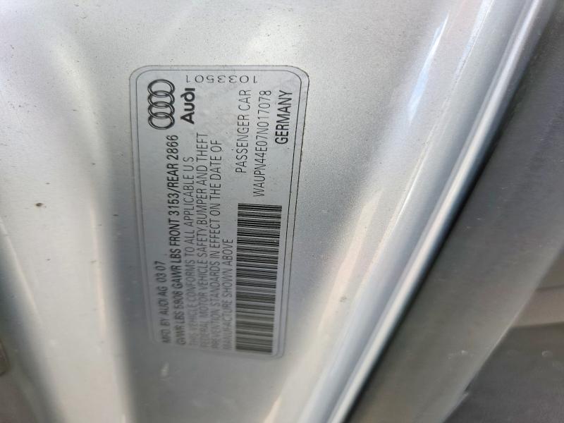 Aukcja sprzedaży 2007 Audi S8, vin: WAUPN44E07N017078, numer aukcji: 65098896
