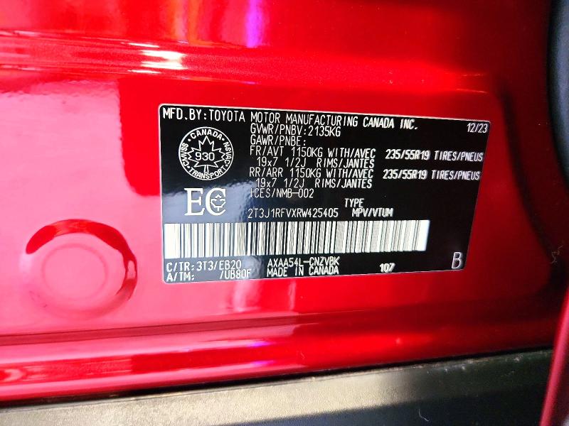 2024 Toyota Rav4 მანქანა იყიდება აუქციონზე, vin: 2T3J1RFVXRW425405, აუქციონის ნომერი: 62768756