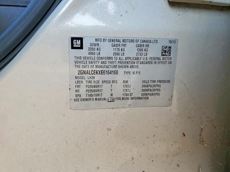 Aukcja sprzedaży 2014 Chevrolet Equinox, vin: 2GNALCEKXE6164160, numer aukcji: 65380886