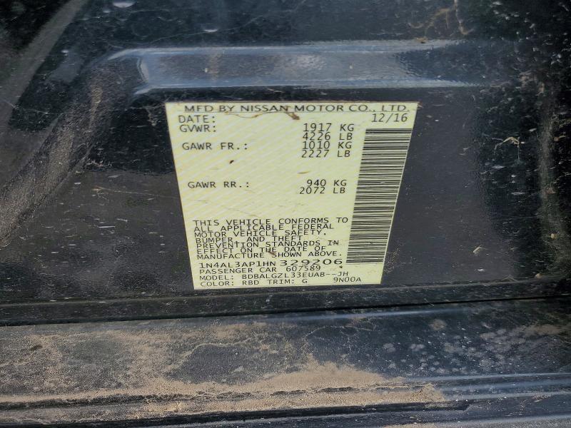 2017 Nissan Altima მანქანა იყიდება აუქციონზე, vin: 1N4AL3AP1HN329206, აუქციონის ნომერი: 63650726