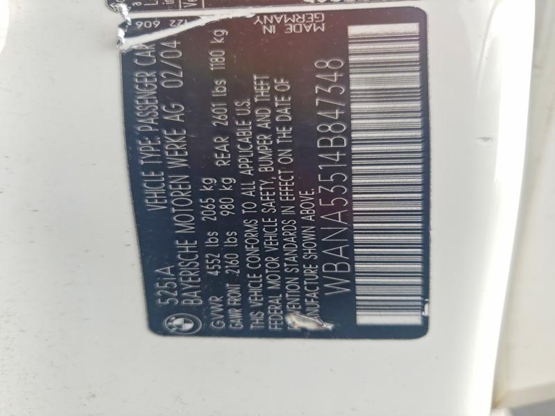 Продажа на аукционе авто 2004 Bmw 525, vin: WBANA53514B847348, номер лота: 64675426