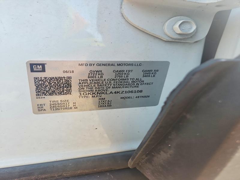 2019 Gmc Acadia მანქანა იყიდება აუქციონზე, vin: 1GKKNKLA4KZ106108, აუქციონის ნომერი: 63259786