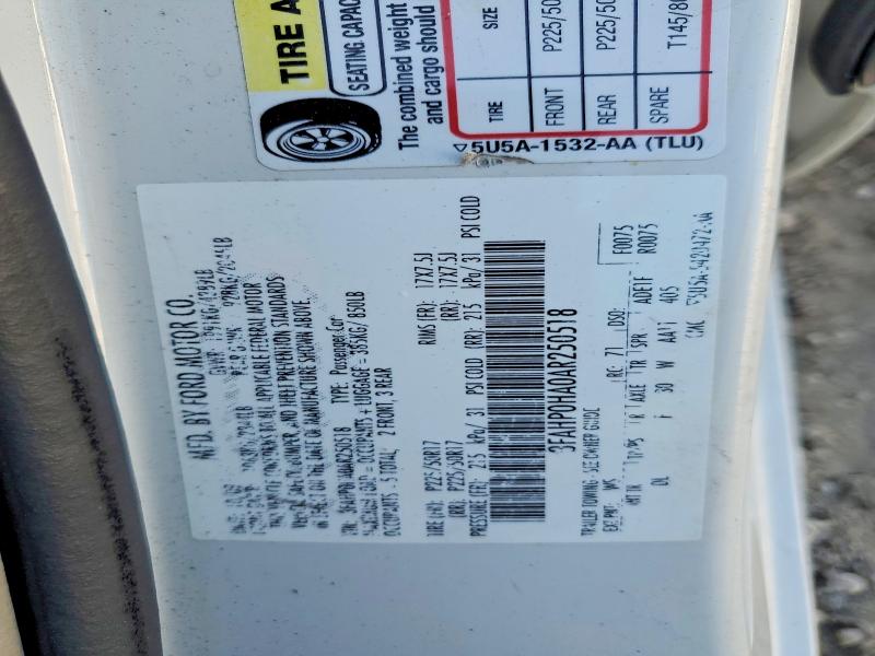 Продажа на аукционе авто 2010 Ford Fusion, vin: 3FAHP0HA0AR250518, номер лота: 63192456