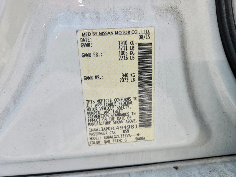 64149486 :رقم المزاد ، 1N4AL3AP0FC494981 vin ، 2015 Nissan Altima مزاد بيع