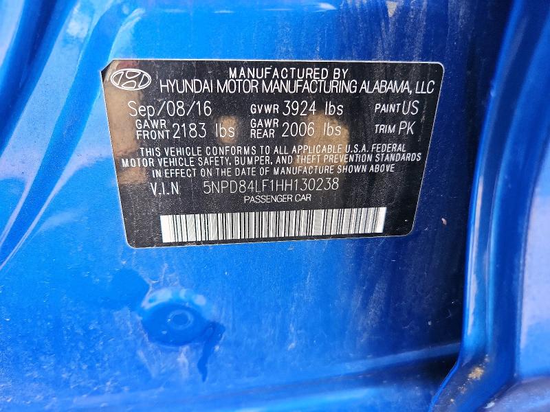2017 Hyundai Elantra მანქანა იყიდება აუქციონზე, vin: 5NPD84LF1HH130238, აუქციონის ნომერი: 63824466