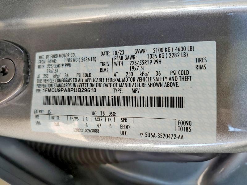 Продаж на аукціоні авто 2023 Ford Escape, vin: 1FMCU9PA8PUB29610, номер лоту: 63666726