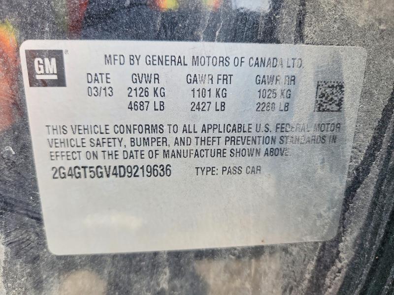 65747236 :رقم المزاد ، 2G4GT5GV4D9219636 vin ، 2013 Buick Regal مزاد بيع