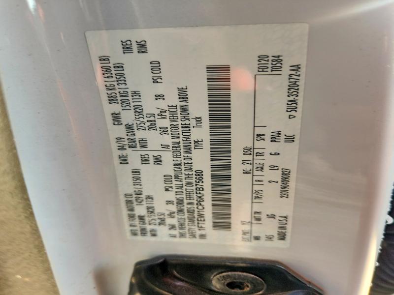66629486 :رقم المزاد ، 1FTEW1CP6KFB75680 vin ، 2019 Ford F150 مزاد بيع