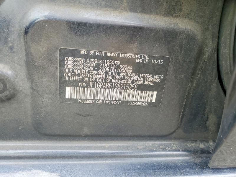 Продаж на аукціоні авто 2016 Subaru Impreza, vin: JF1GPAB61G8215258, номер лоту: 65269756
