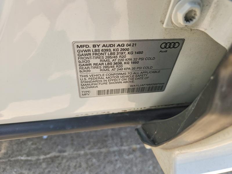 65303706 :رقم المزاد ، WA1LJAF79MD037044 vin ، 2021 Audi Q7 مزاد بيع