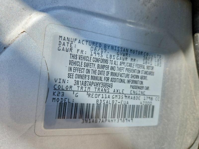 Продаж на аукціоні авто 2017 Nissan Sentra, vin: 3N1AB7AP4HY398949, номер лоту: 64634346