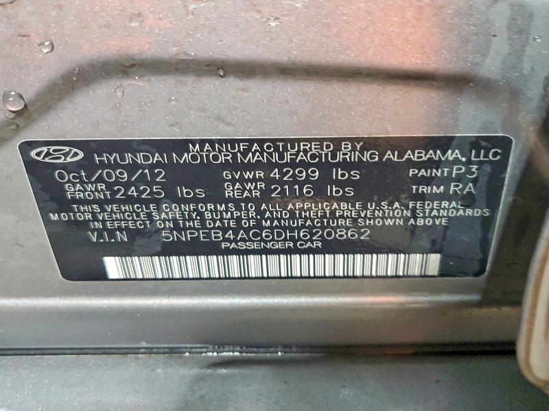 Продаж на аукціоні авто 2013 Hyundai Sonata, vin: 5NPEB4AC6DH620862, номер лоту: 64248486