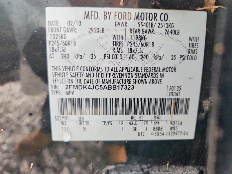 Продаж на аукціоні авто 2010 Ford Edge, vin: 2FMDK4JC5ABB17323, номер лоту: 64903606