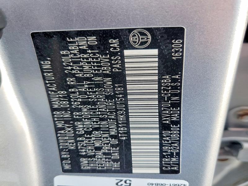Auction sale of the 2018 Toyota Camry, vin: 4T1B11HK9JU154181, lot number: 61899556