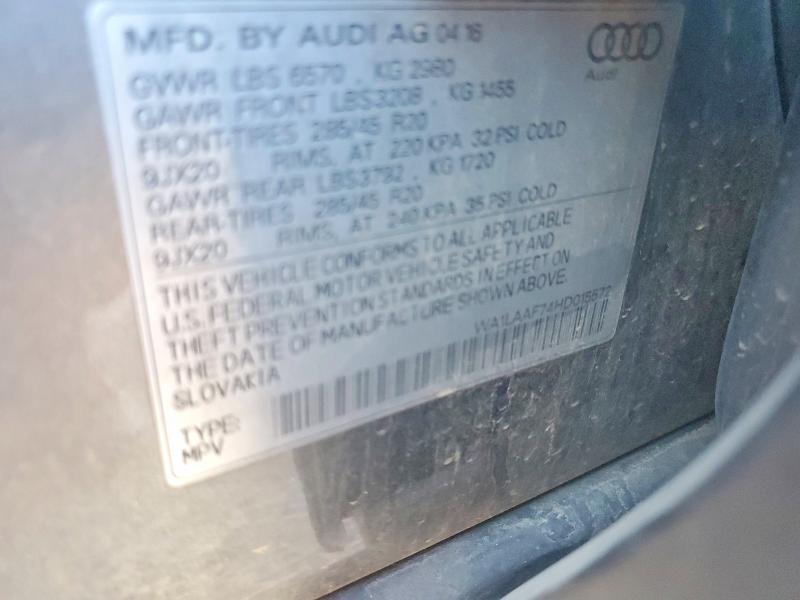 Aukcja sprzedaży 2017 Audi Q7, vin: WA1LAAF74HD015572, numer aukcji: 66399766