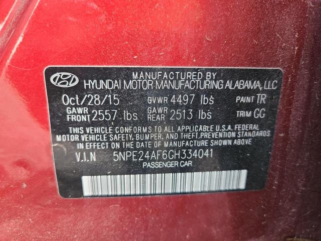 64020626 :رقم المزاد ، 5NPE24AF6GH334041 vin ، 2016 Hyundai Sonata مزاد بيع